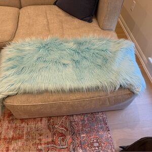 Pottery Barn Teen Aqua Faux Fur Throw